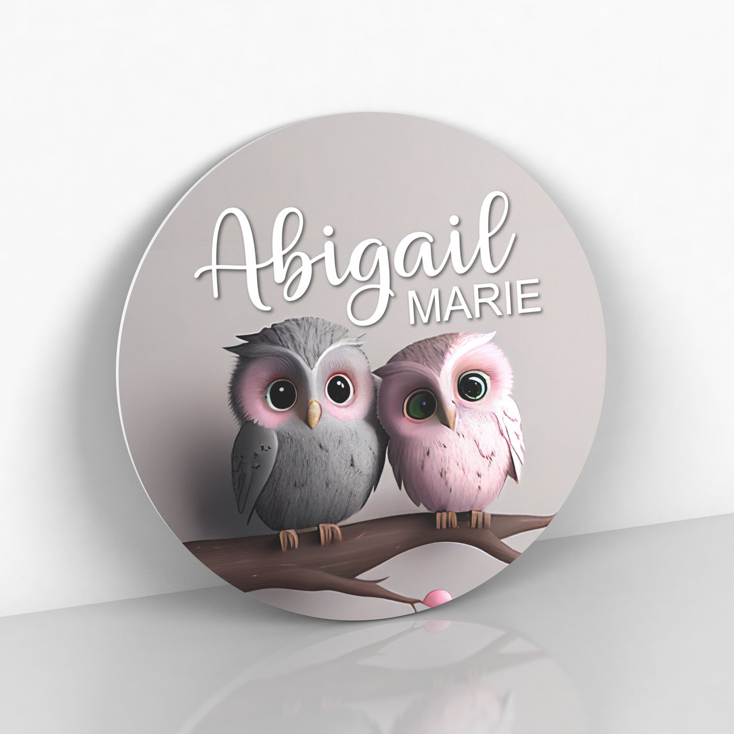 Personalized Name Sign with Woodland Owls - Name Sign for Baby Girl Nursery Wall - Newborn Girl Gift Idea