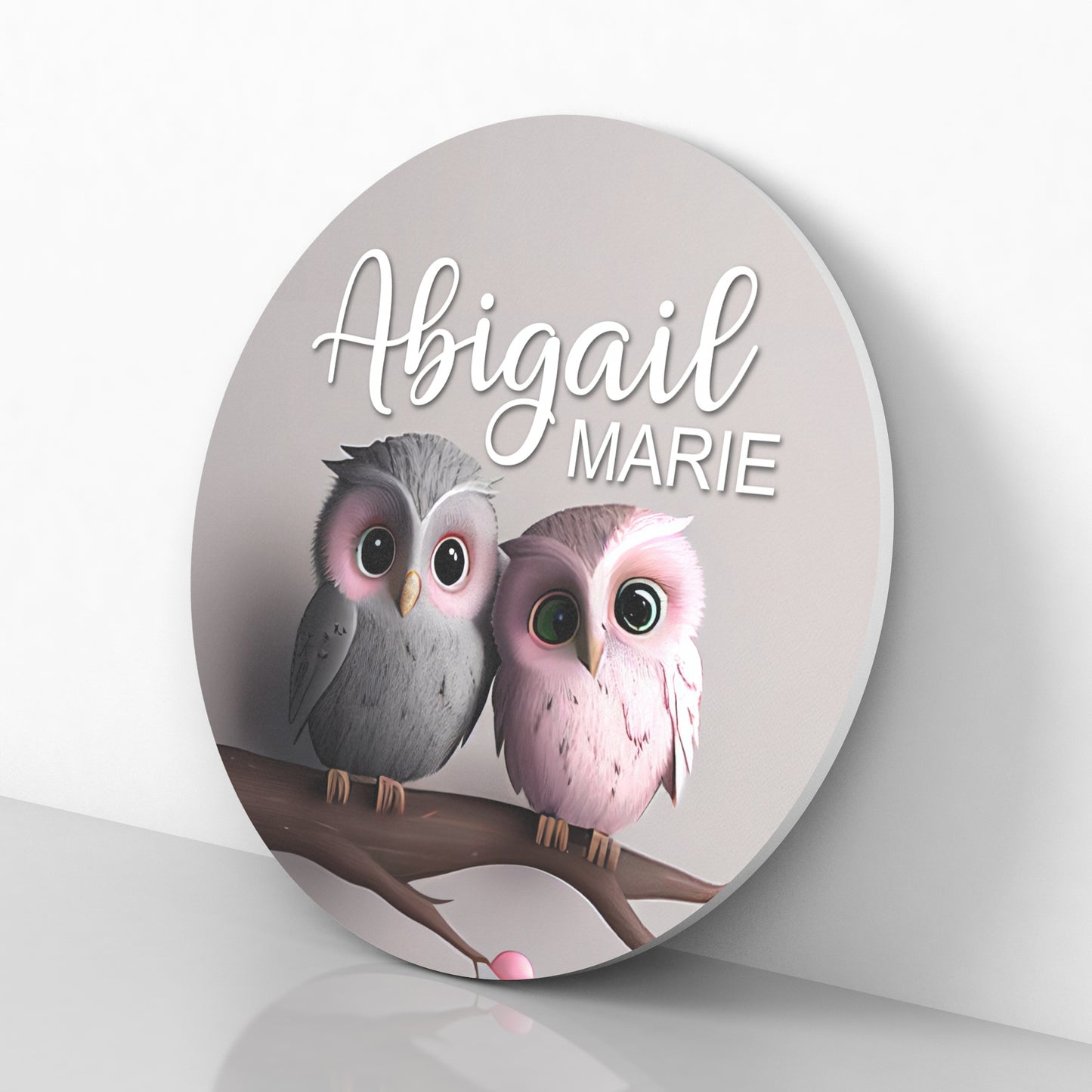 Personalized Name Sign with Woodland Owls - Name Sign for Baby Girl Nursery Wall - Newborn Girl Gift Idea