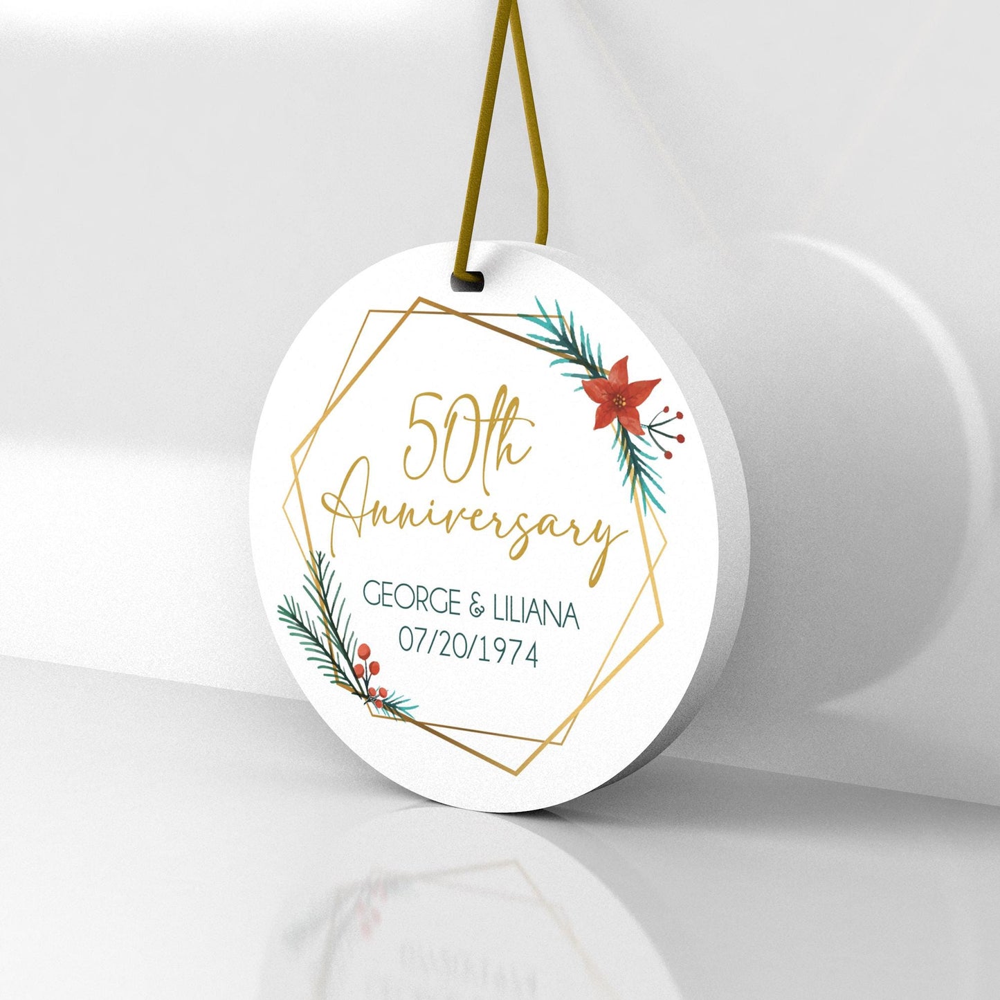 2024 Engagement Christmas Ornament, He Asked She Said Yes, Personalized Ornament with gift box