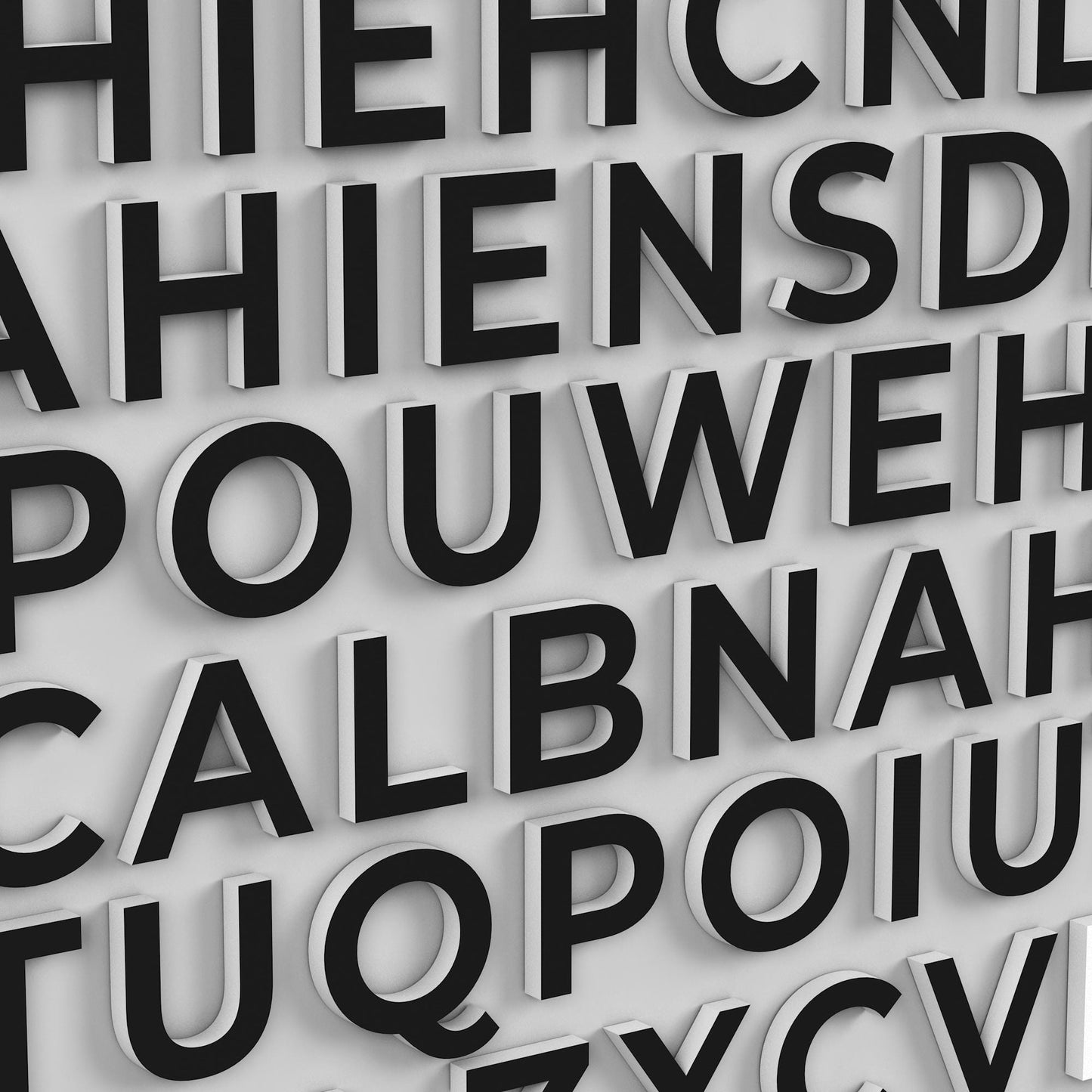 3d PVC wall letters in black