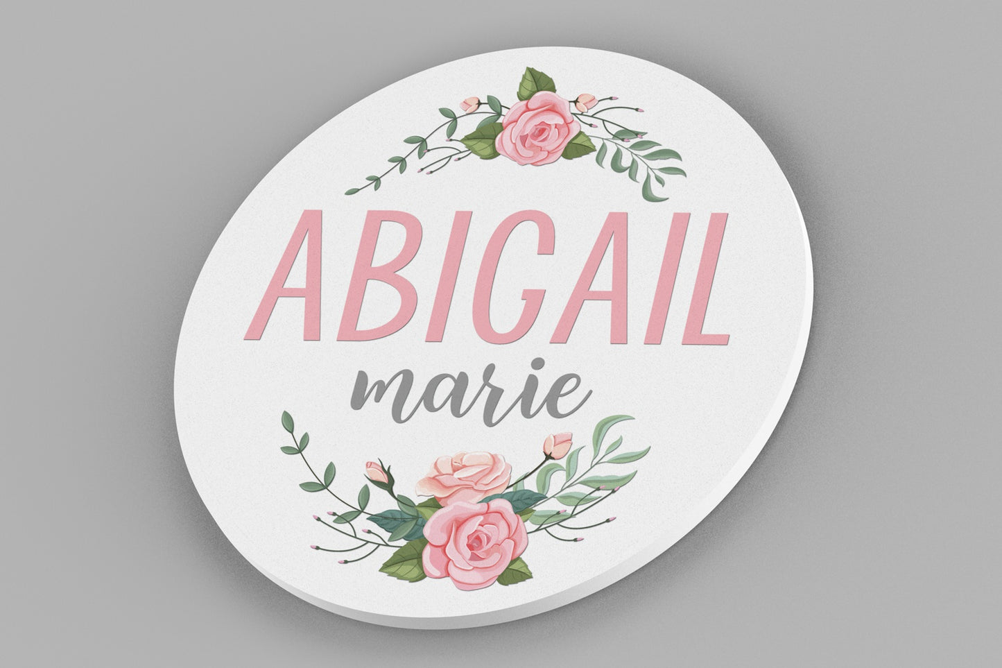 Nursery Name Sign for Girl Floral- Round Floral Name Sign
