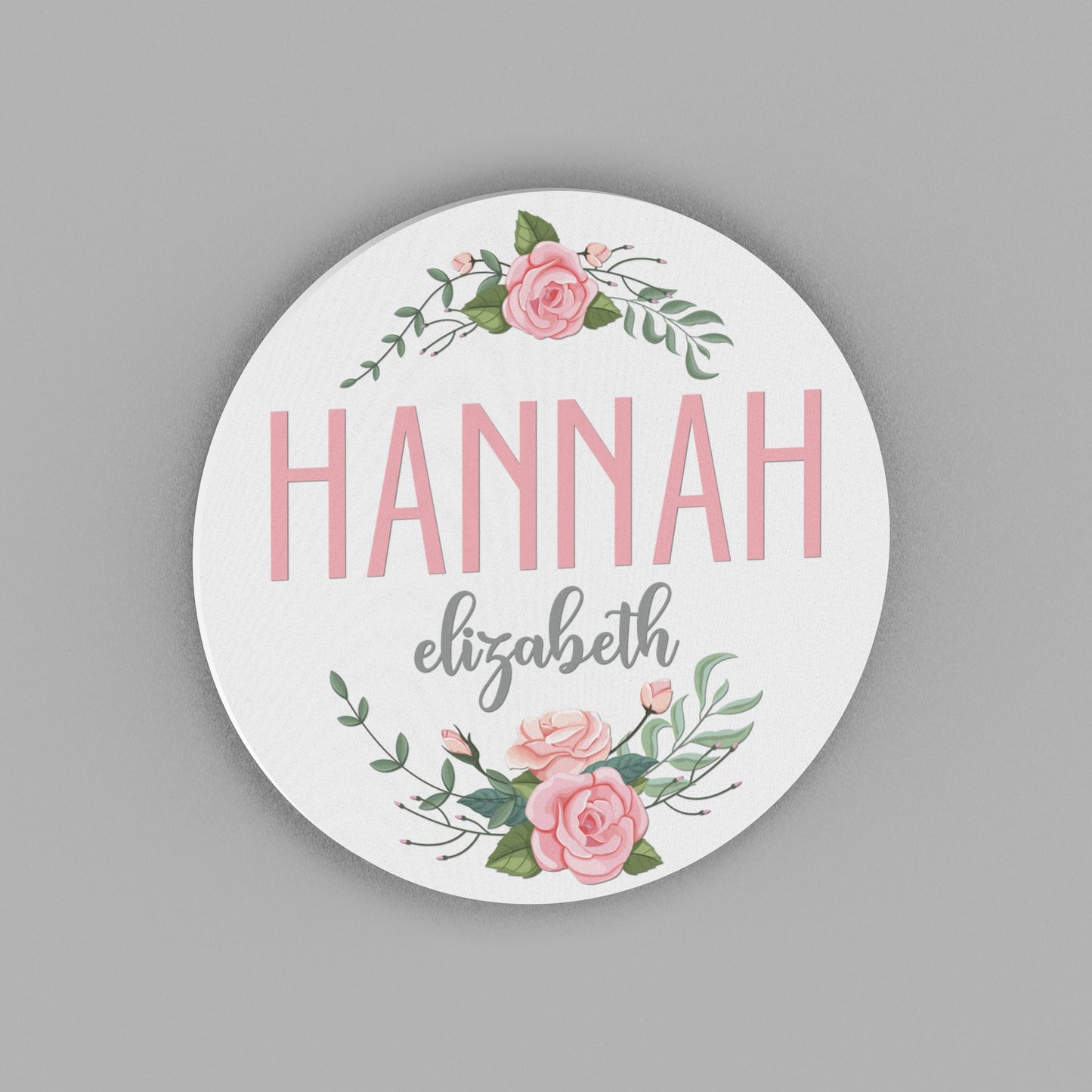 Nursery Name Sign for Girl Floral- Round Floral Name Sign