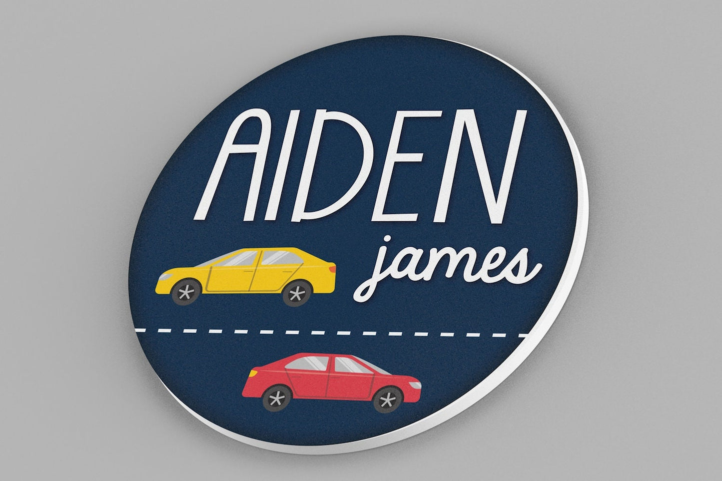 Round Name Sign, Car Nursery Decor, Transportation Nursery, Baby Name Sign, Nursery Art, Nursery Name Sign, Baby Boy Nursery, Wall Decor