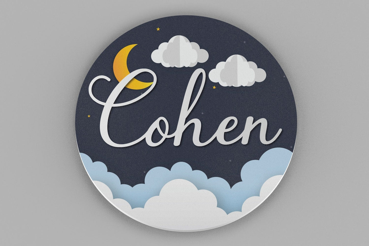 Round Personalized Name Sign, Night Sky Theme Nursery Decor, Bedroom Decor