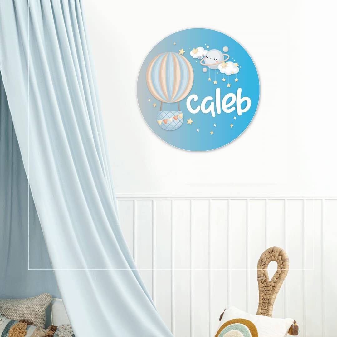 Hot Air Balloon Baby Name Sign, Personalized Bedroom Name Sign, Nursery Decor for Baby Boys Wall Art