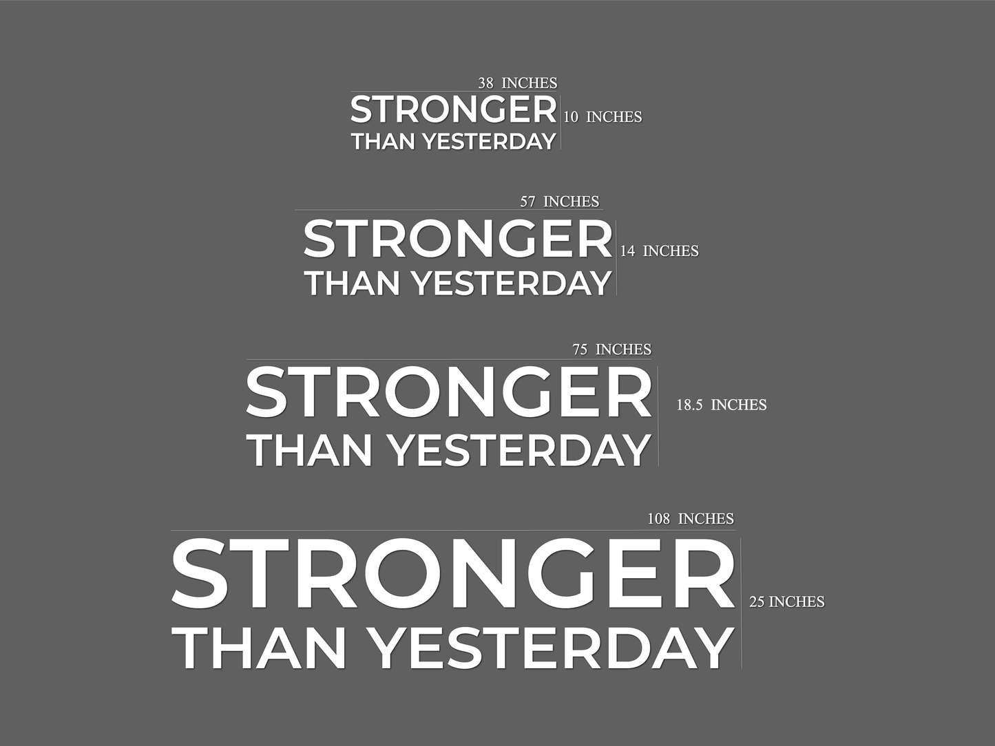 Gym Wall Letters - Stronger Than Yesterday - for Home Gym, Fitness Studio, or Gym Decor - PVC Motivational Wall Art