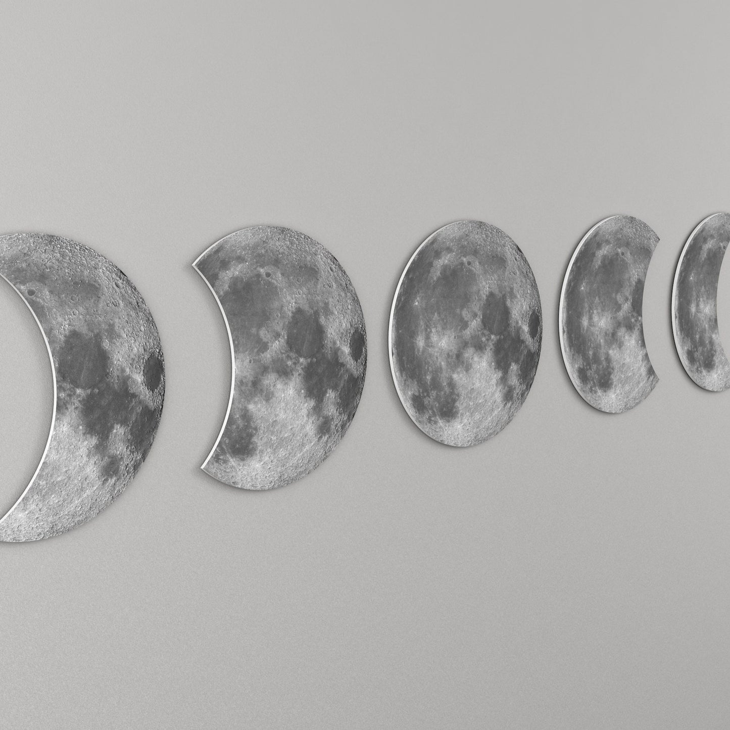3D moon phases wall decor, celestial bedroom wall art with full lunar cycle design