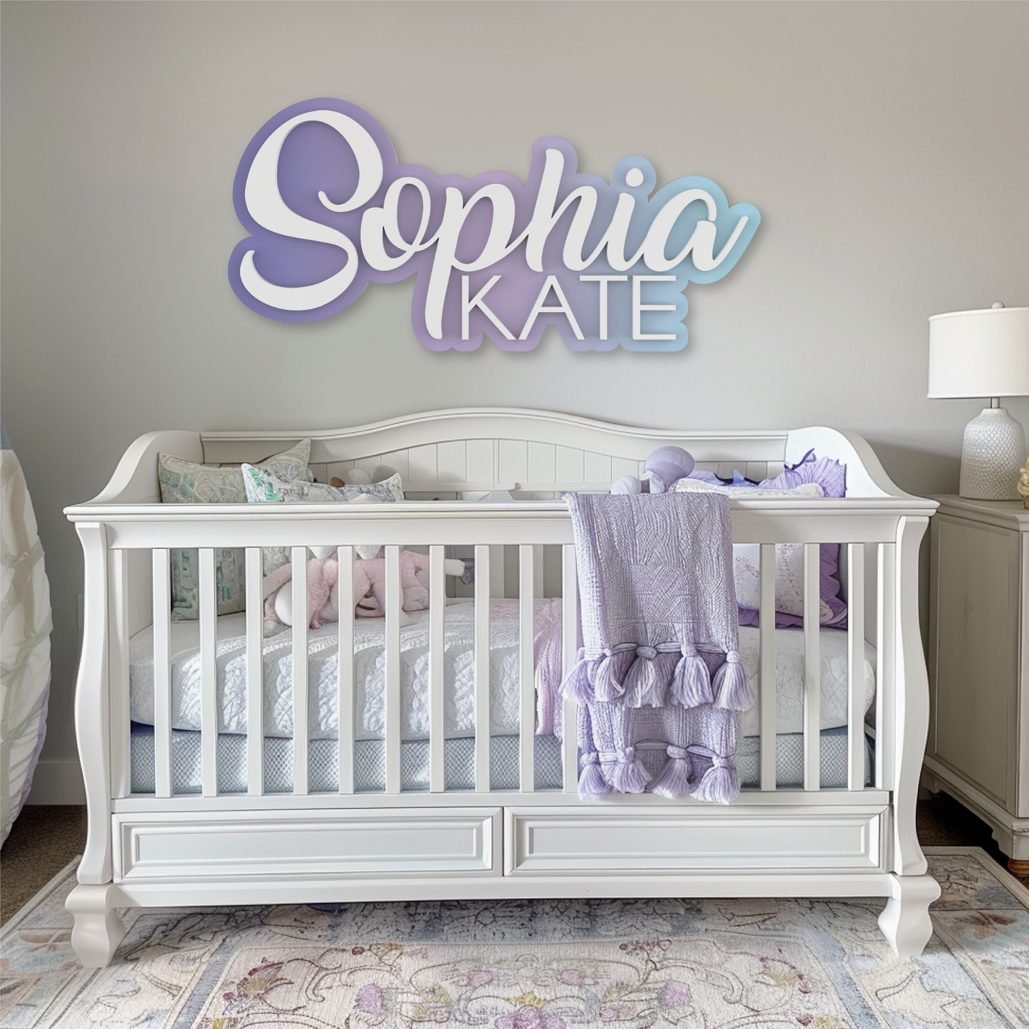 Name Sign for Nursery Above Crib. Baby Name Sign. Personalized Newborn Sign for Baby Girl