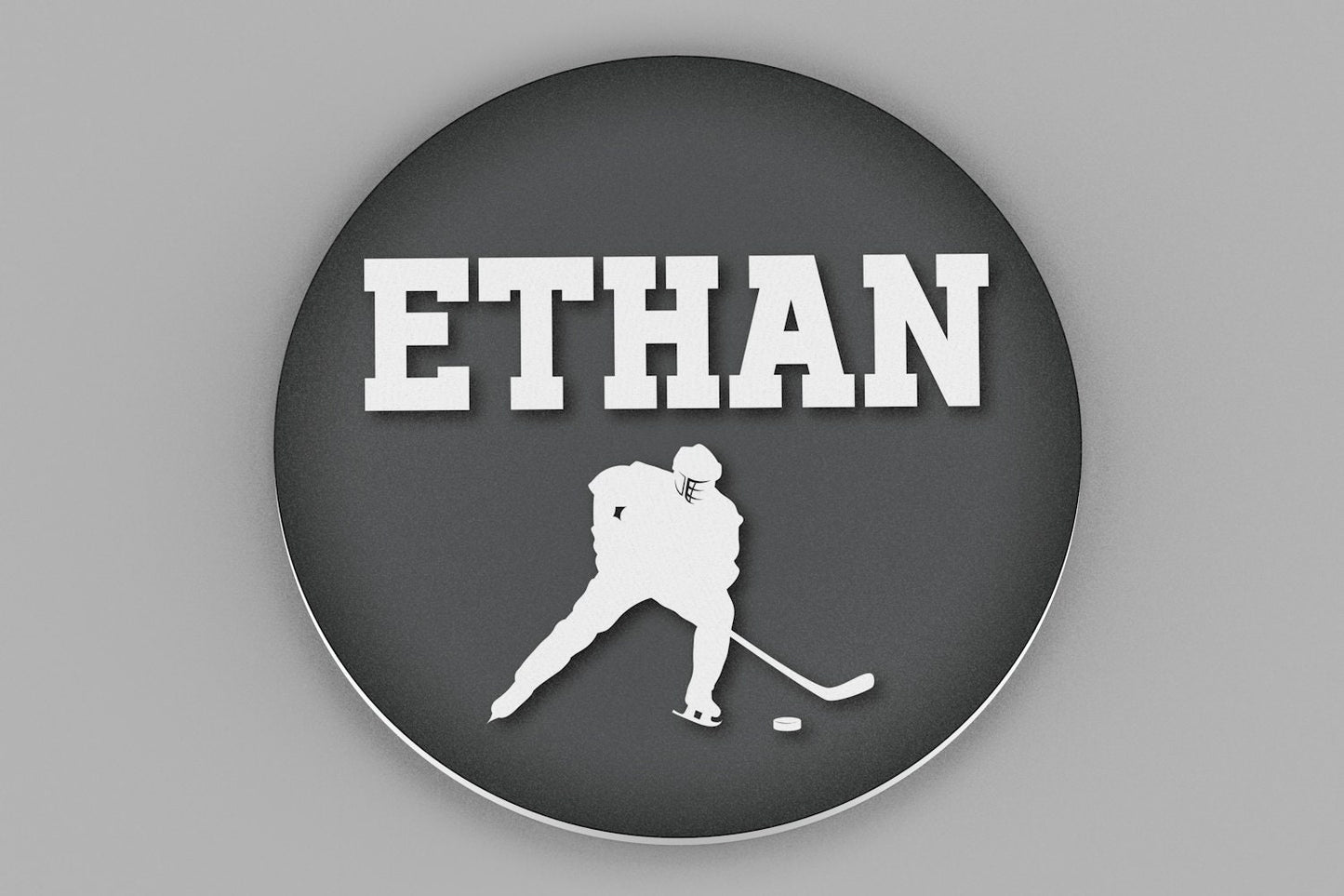 Round Personalized Hockey Name Sign - Hockey Room Decor