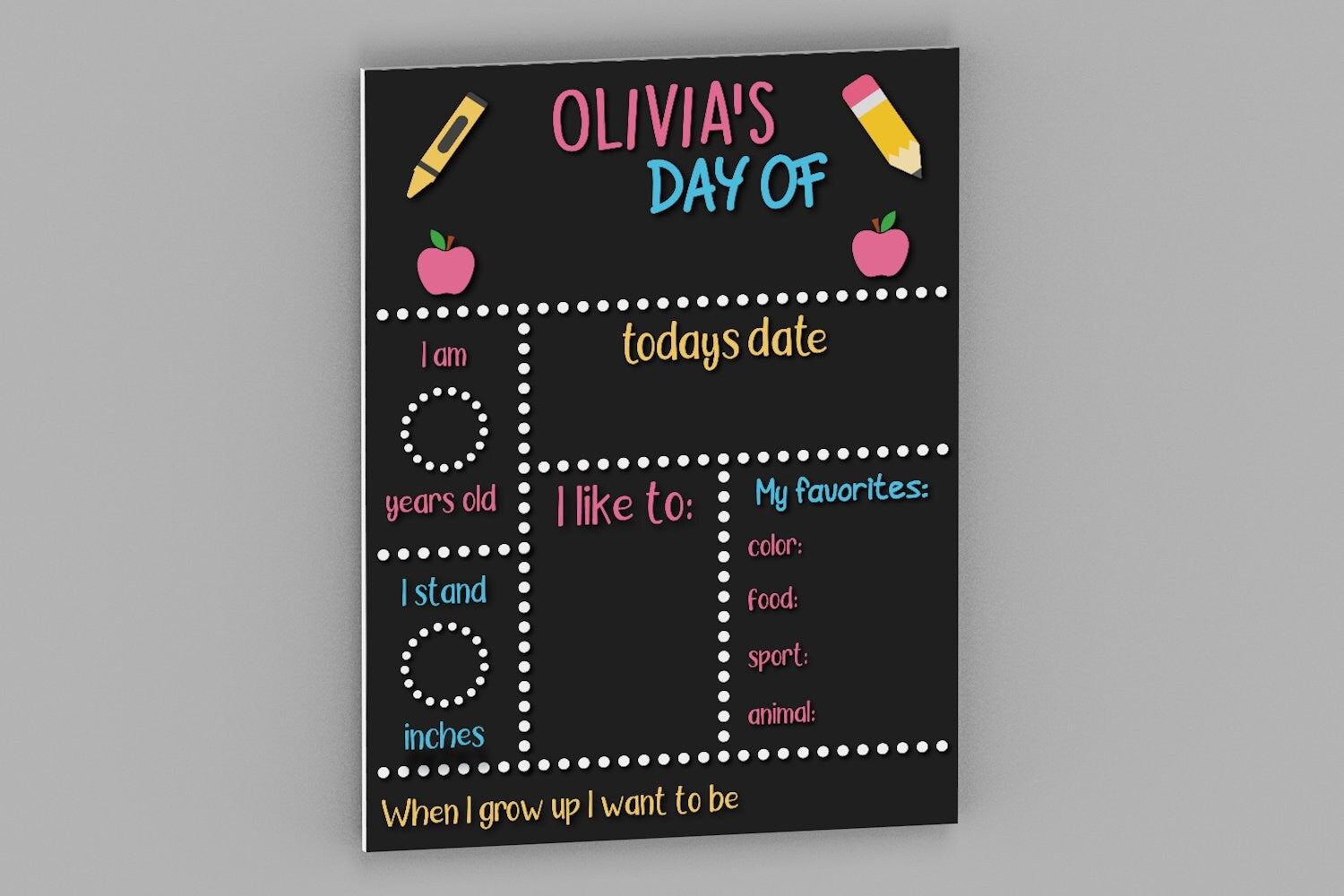 Personalized First and Last Day of School Sign - Reusable Back to School Sign Board