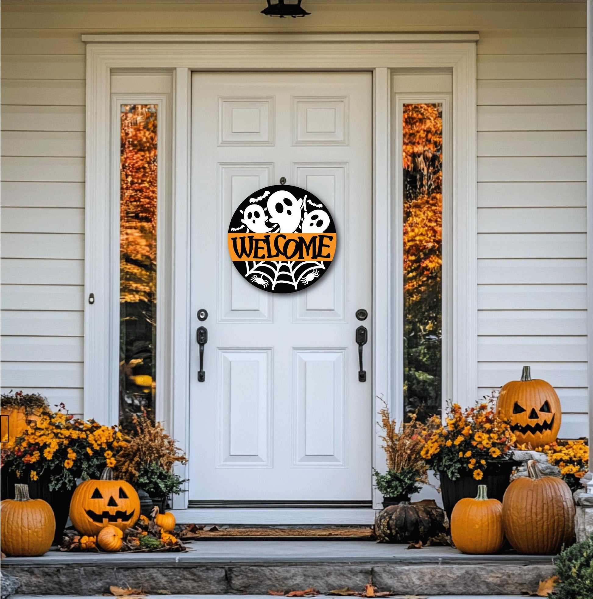 Halloween Door Sign, Welcome Door Hanger, Halloween Home Decor, Autumn Home Decor, Front Door Decor, Home Decor