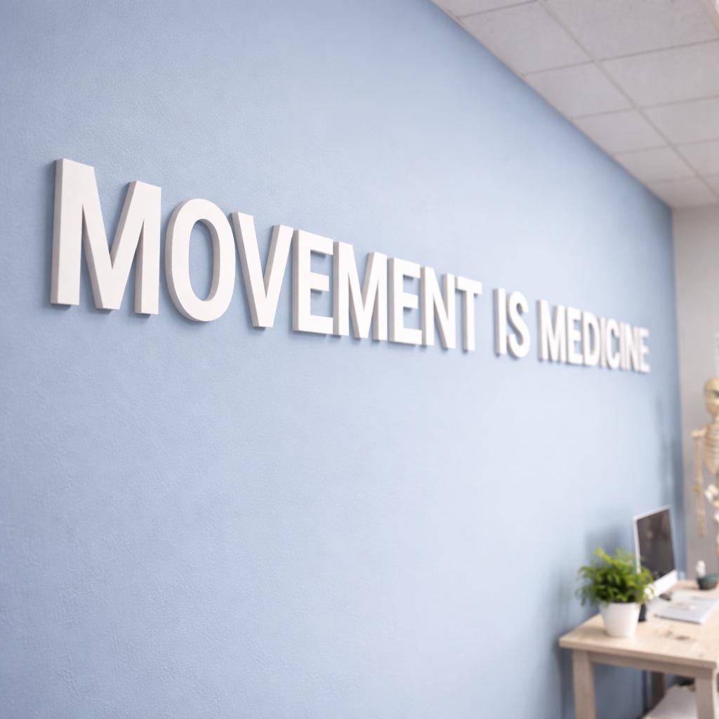 Movement Is Medicine Sign, Physical Therapy Decor, Chiropractor Office Sign, Rehab Clinic Wall Decor, 3D PVC Wall Letters
