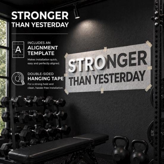 easy install gym wall letters alignment template and double sided tape included PVC sign installation