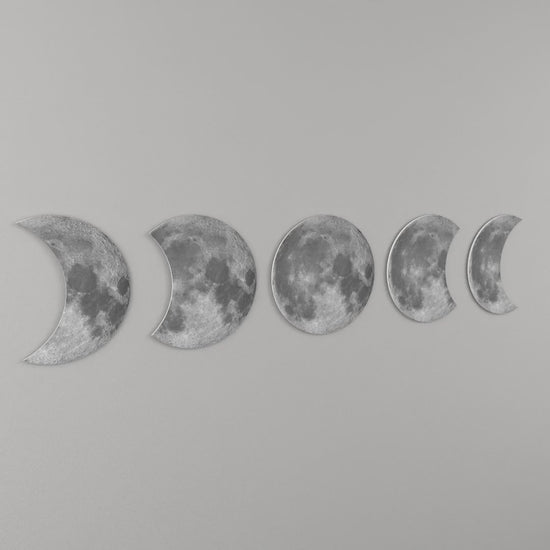 Moon Phases Wall Decor | Bedroom Wall Decor | Lunar Cycle Set of 5 | Crescent Moon Wall Art Set | Lunation Decor