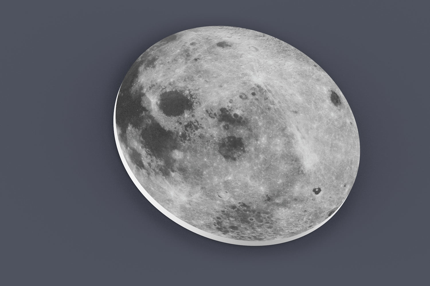 Close-up of realistic full moon wall art showing detailed craters and textured lunar surface.  Made from PVC