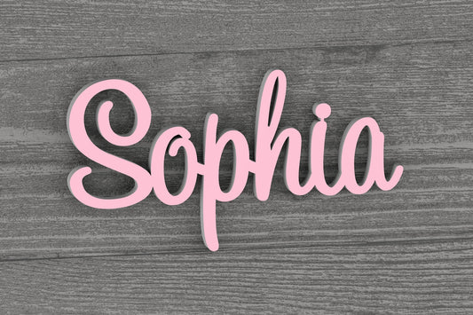 Personalized nursery name sign in custom lettering, 3D PVC wall decor for baby or kids bedroom