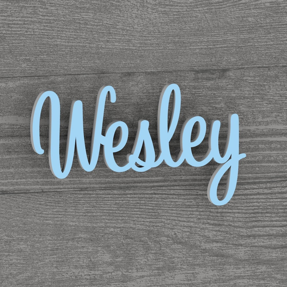 Personalized nursery name sign in custom lettering, 3D PVC wall decor for baby or kids bedroom