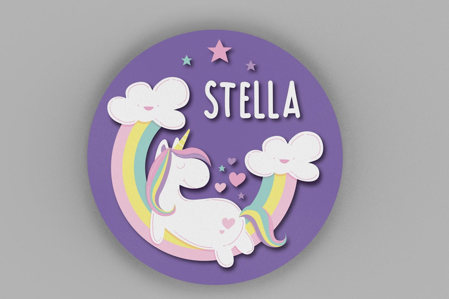 Round Personalized Unicorn Name Sign for Girls Room, Bedroom Wall Decor, Nursery Wall Art, Rainbow and Unicorn Decor