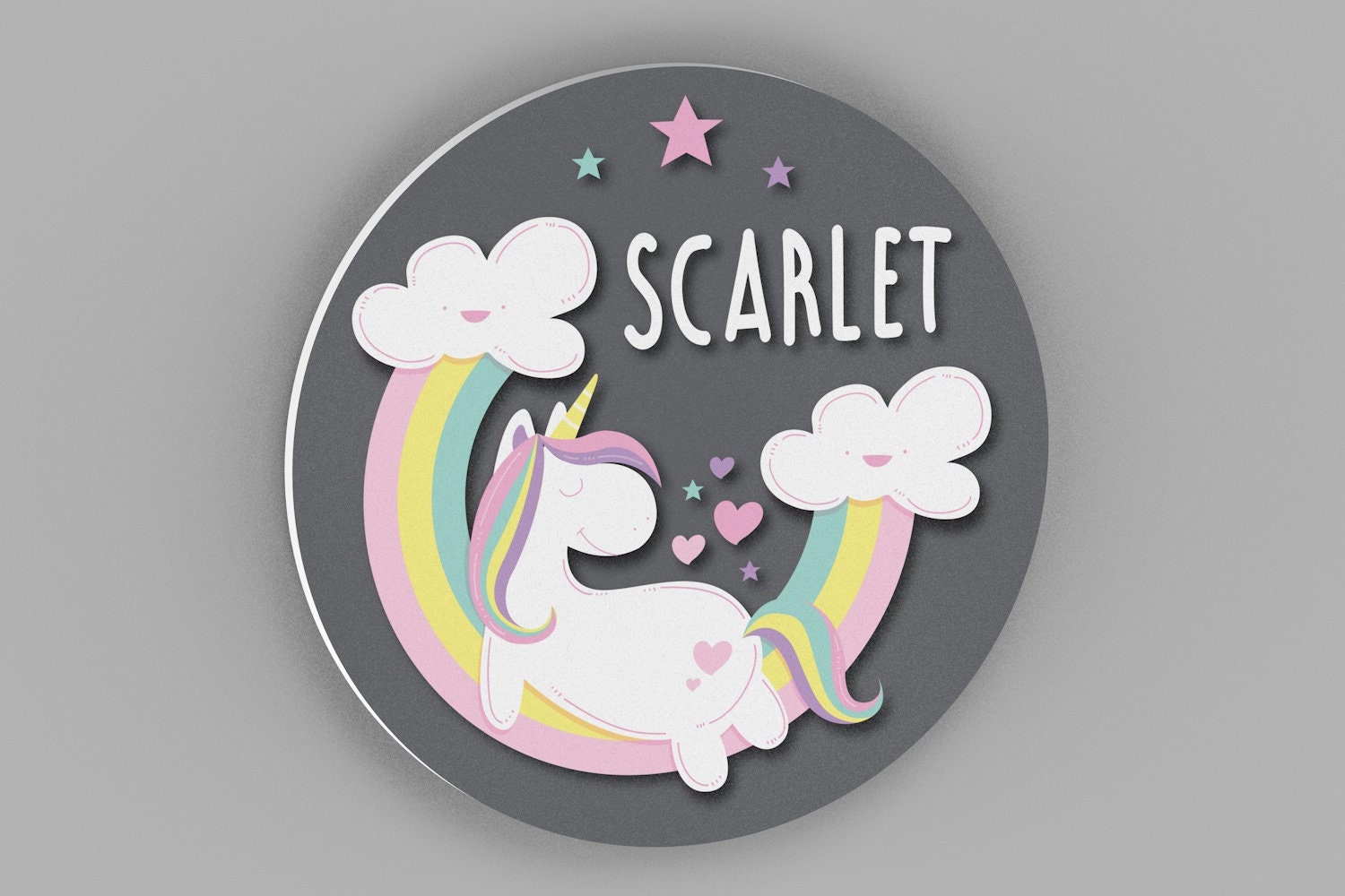 Round Personalized Unicorn Name Sign for Girls Room, Bedroom Wall Decor, Nursery Wall Art, Rainbow and Unicorn Decor