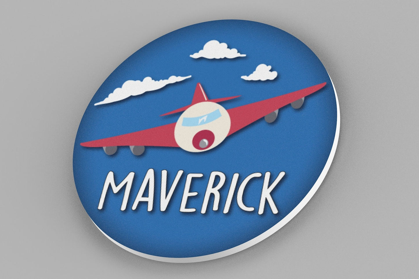 Personalized Round Name Sign with Airplane