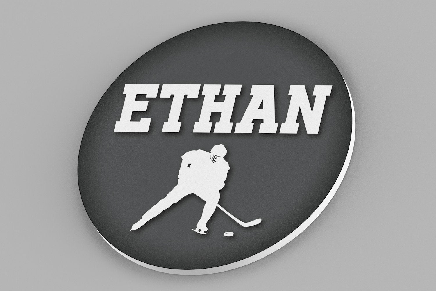 Round Personalized Hockey Name Sign - Hockey Room Decor