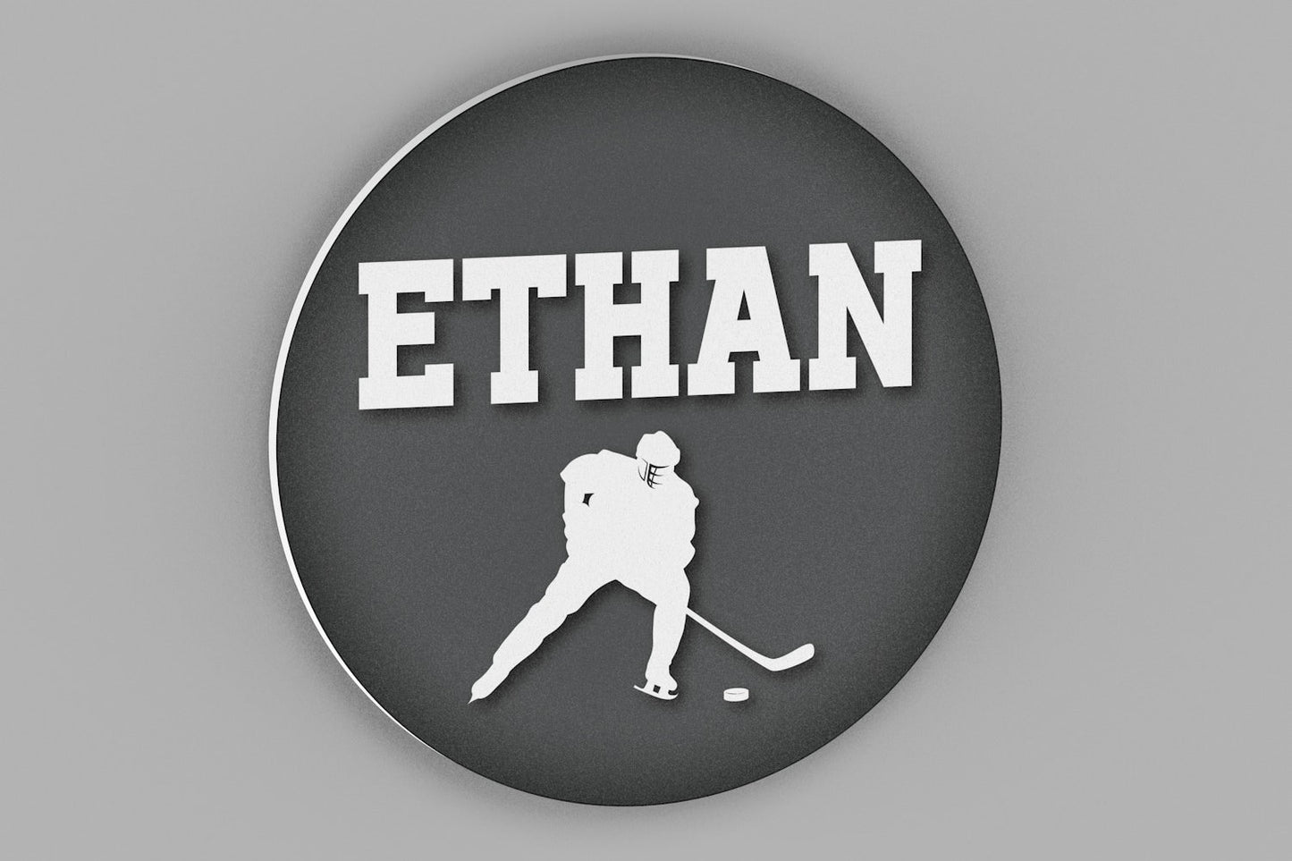 Round Personalized Hockey Name Sign - Hockey Room Decor