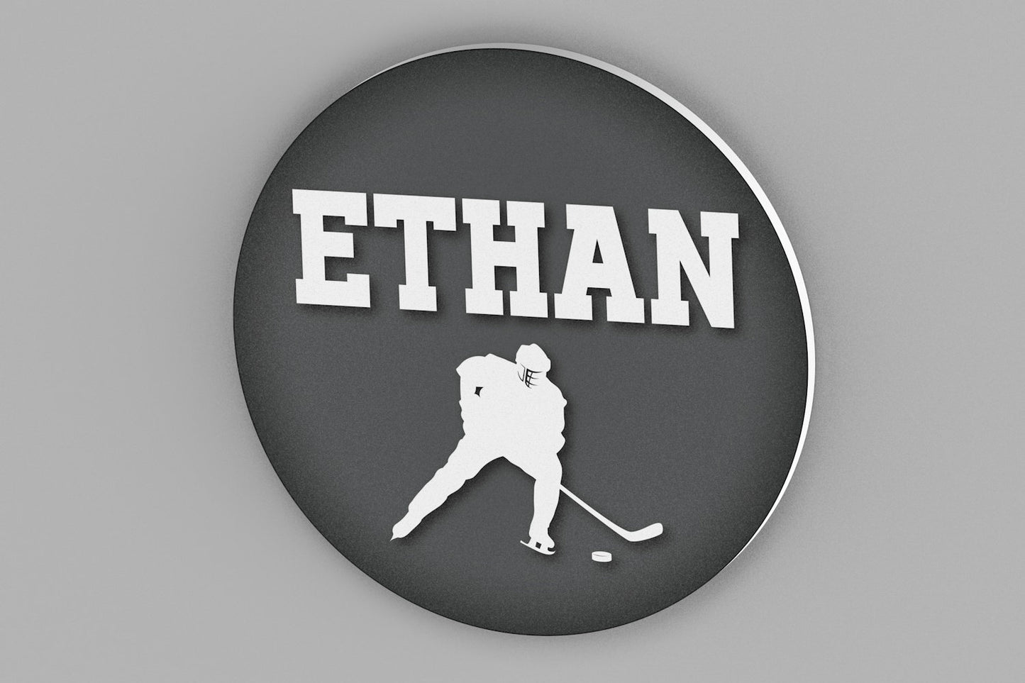 Round Personalized Hockey Name Sign - Hockey Room Decor