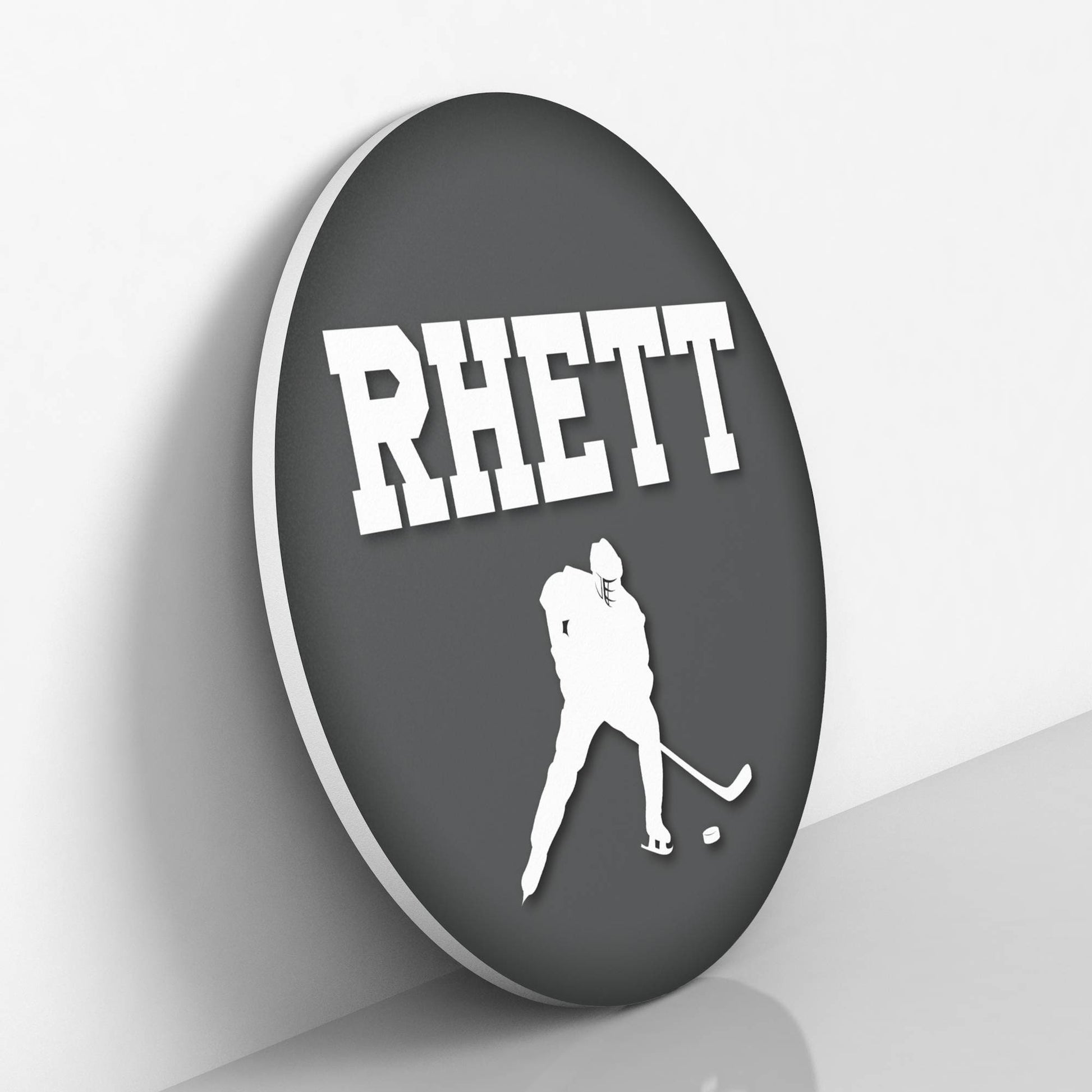 Round Personalized Hockey Name Sign - Hockey Room Decor