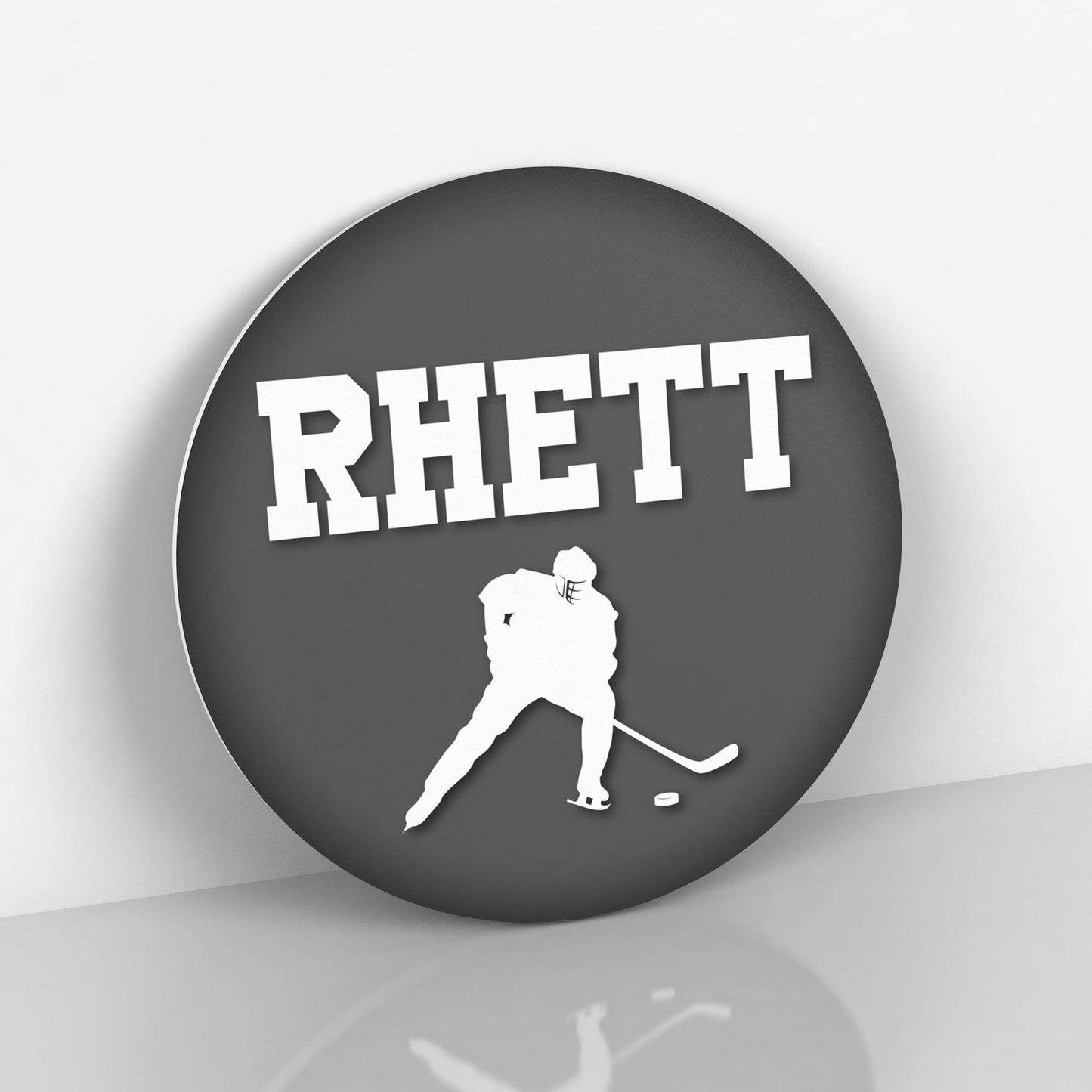 Round Personalized Hockey Name Sign - Hockey Room Decor