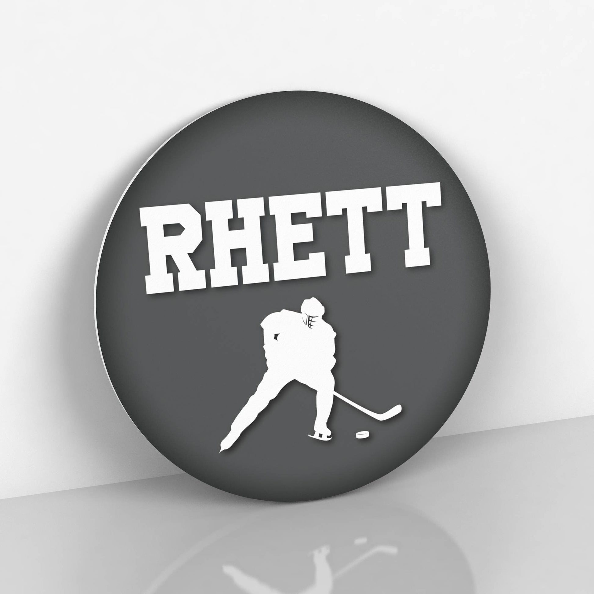 Round Personalized Hockey Name Sign - Hockey Room Decor