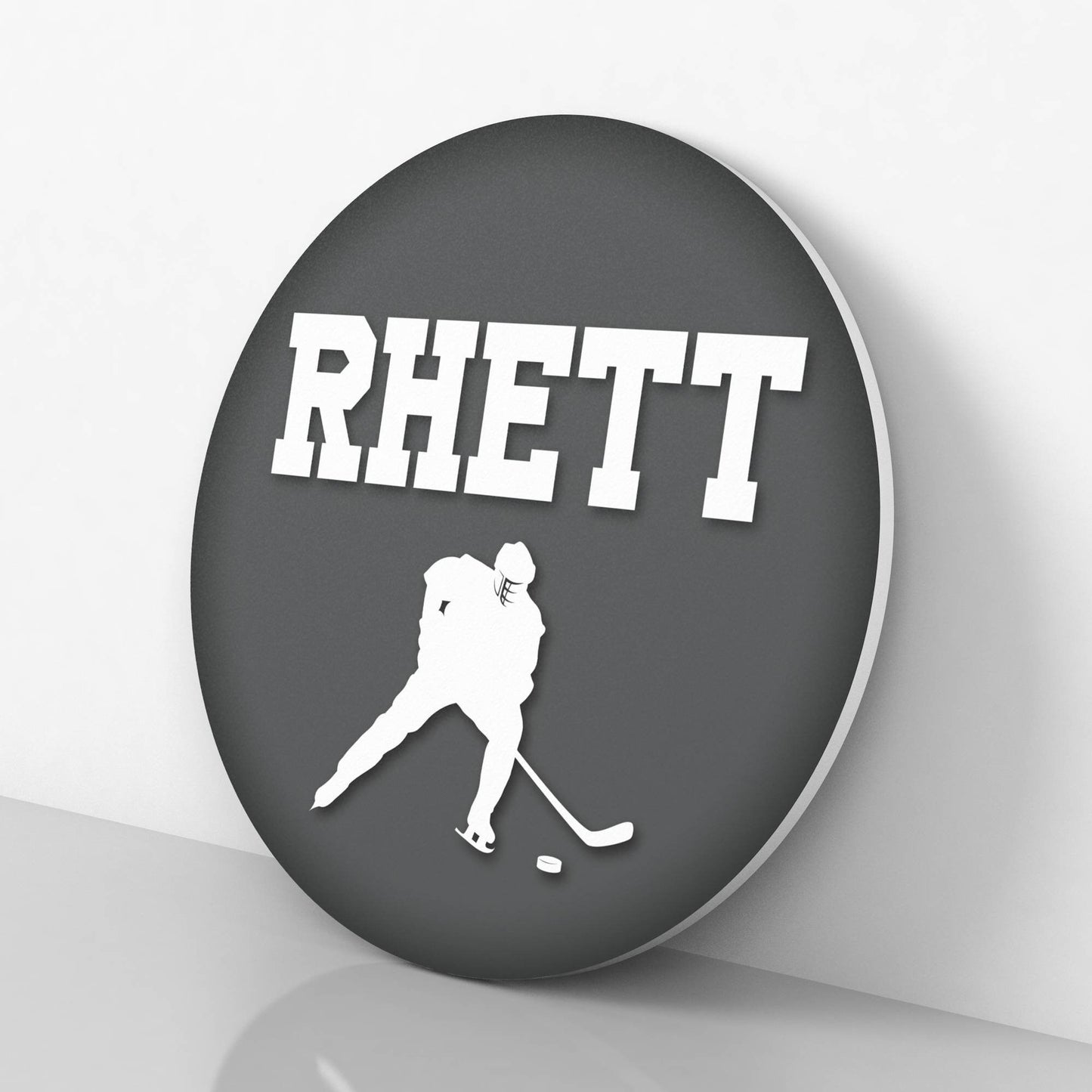 Round Personalized Hockey Name Sign - Hockey Room Decor