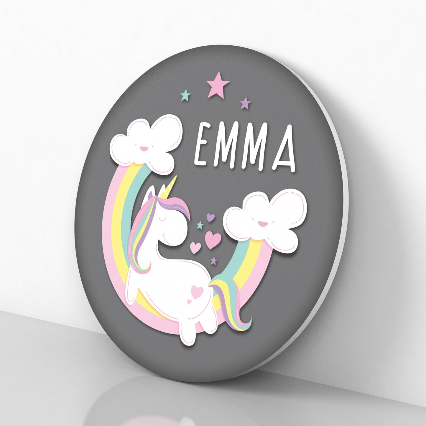 Round Personalized Unicorn and Rainbow Name Sign for Girls Bedroom Decor - Personalized Gift for Girls