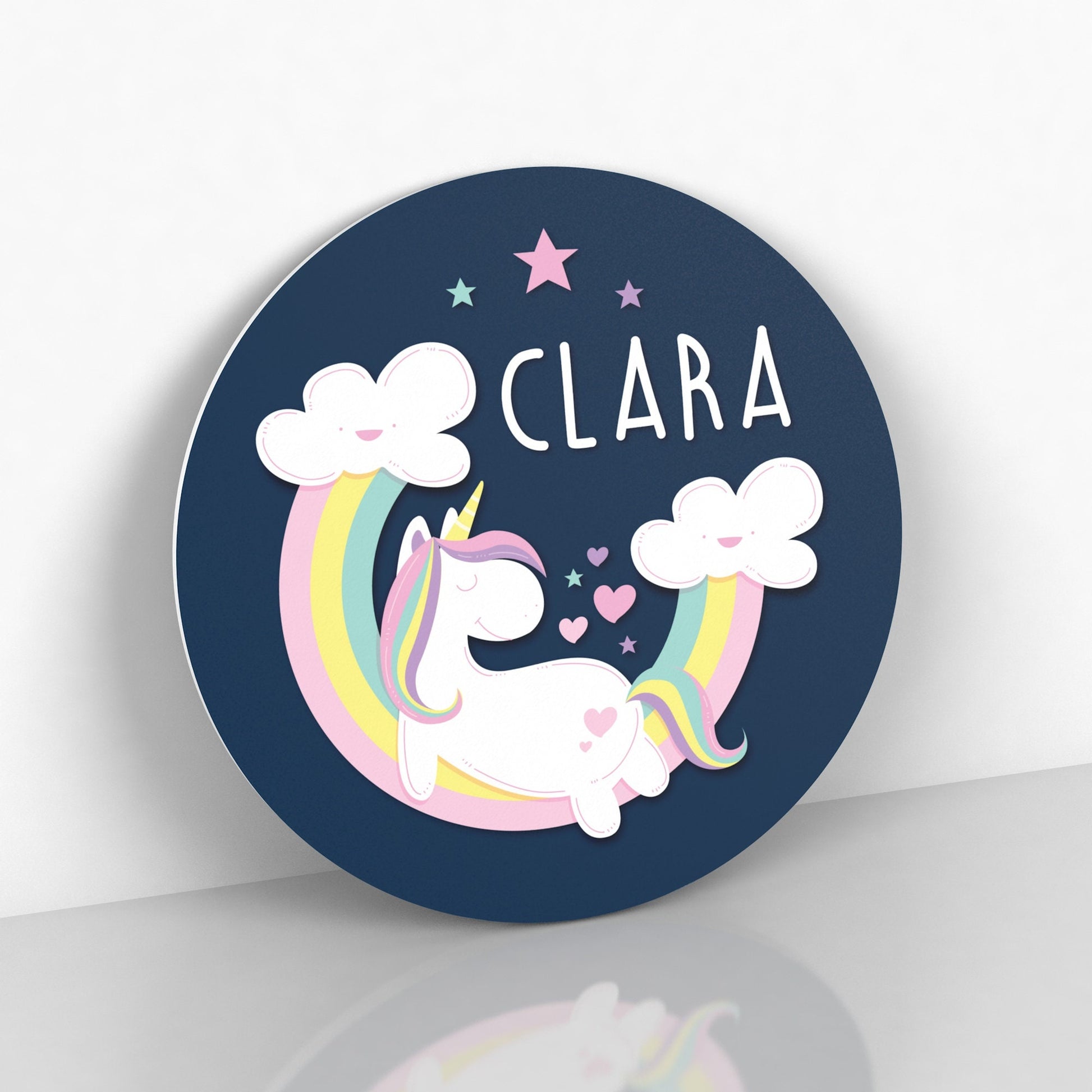 Round Personalized Unicorn Name Sign for Girls Room, Bedroom Wall Decor, Nursery Wall Art, Rainbow and Unicorn Decor