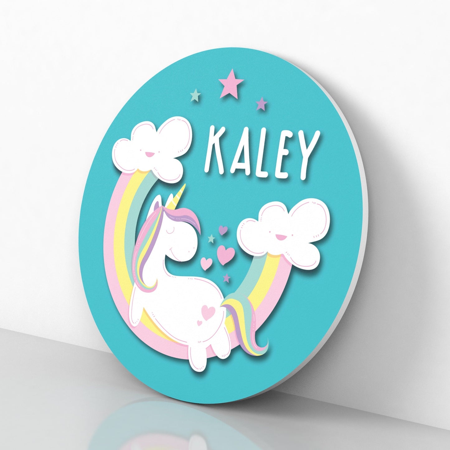 Round Personalized Unicorn and Rainbow Name Sign for Girls Bedroom Decor - Personalized Gift for Girls