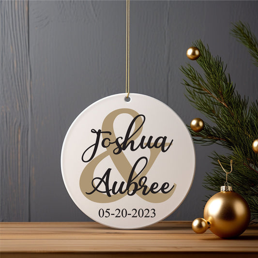 Personalized Couples Christmas Ornament for Engagement 2023, Wedding or New Couple Gifts with Gift Box